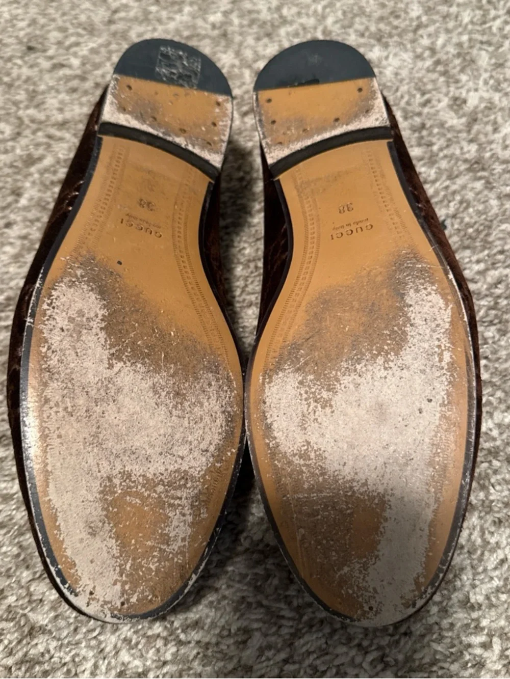 Authentic Gucci Brown Velvet Horsebit Loafers - Picture 5 of 9